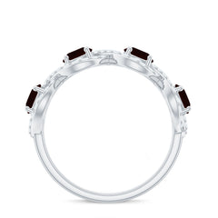 Natural Garnet Diamond Infinity Eternity Ring with Braided Shank