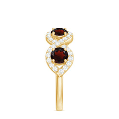 Natural Garnet Diamond Infinity Eternity Ring with Braided Shank