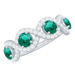 Certified Lab Grown Emerald Diamond Infinity Half Eternity Band