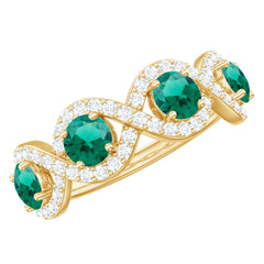 Certified Lab Grown Emerald Diamond Infinity Half Eternity Band