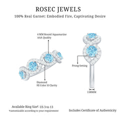 Braided Half Eternity Ring with Aquamarine and Diamond
