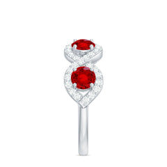 Certified Lab Created Ruby Half Eternity Infinity Ring with Diamond