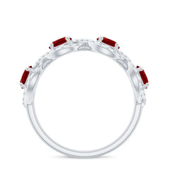 Certified Lab Created Ruby Half Eternity Infinity Ring with Diamond