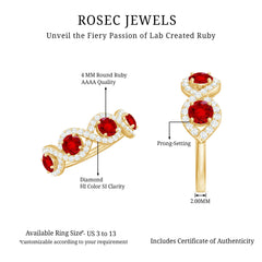 Certified Lab Created Ruby Half Eternity Infinity Ring with Diamond