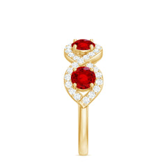 Certified Lab Created Ruby Half Eternity Infinity Ring with Diamond