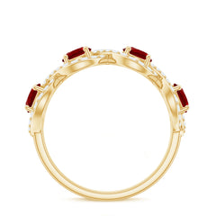 Certified Lab Created Ruby Half Eternity Infinity Ring with Diamond