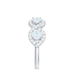 Genuine Moonstone Half Eternity Ring with Diamond