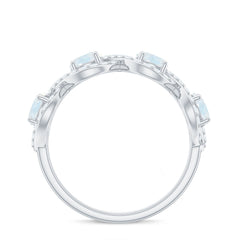 Genuine Moonstone Half Eternity Ring with Diamond