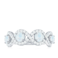 Genuine Moonstone Half Eternity Ring with Diamond