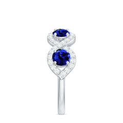 2 CT Lab-Created Blue Sapphire and Diamond Braided Half Eternity Band Ring