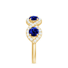 2 CT Lab-Created Blue Sapphire and Diamond Braided Half Eternity Band Ring