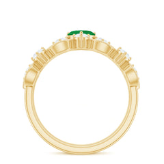 Natural Emerald Heart Shaped Engagement Ring and Diamond Wedding Band