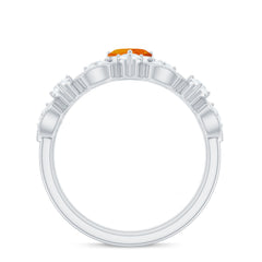 Heart Fire Opal and Moissanite Wedding Ring Set