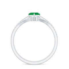 Certified Real Emerald Diamond Heart Wedding Ring Set