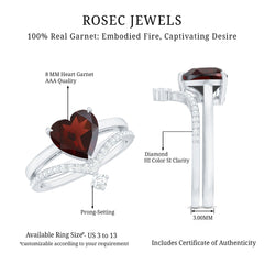 Natural Garnet Heart Shaped Engagement Ring with Diamond Enhancer