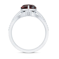 Natural Garnet Heart Shaped Engagement Ring with Diamond Enhancer