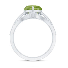 Natural 2 Carat Peridot Heart Engagement Ring with Diamond Enhancer