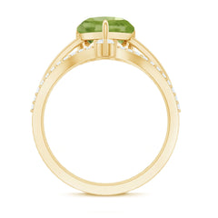 Natural 2 Carat Peridot Heart Engagement Ring with Diamond Enhancer