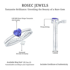 Natural Tanzanite Heart Engagement Ring with Chevron Diamond Enhancer