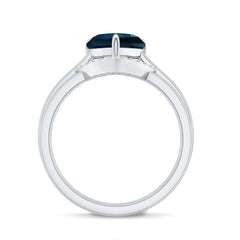 8mm London Blue Topaz Heart Ring Set with Diamond