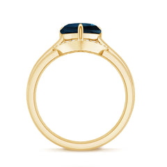 8mm London Blue Topaz Heart Ring Set with Diamond