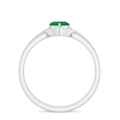 Natural Heart Shape Emerald Diamond Wedding Ring Set with Certificate