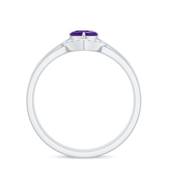 Heart Shape Amethyst and Diamond Ring Set
