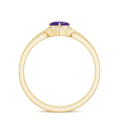 Heart Shape Amethyst and Diamond Ring Set
