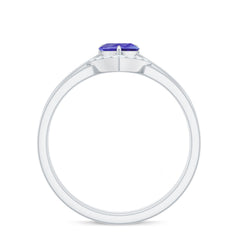 Natural Heart Shape Tanzanite Diamond Wedding Engagement Ring Set