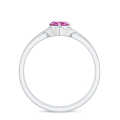 Pink Tourmaline Heart Ring Set with Diamond