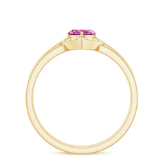 Pink Tourmaline Heart Ring Set with Diamond