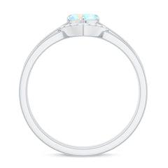 Ethiopian Opal Heart Engagement Ring with Diamond Wedding Band