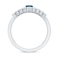 London Blue Topaz Engagement Ring with Diamond Wedding Band