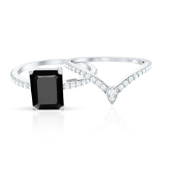 Created Black Diamond and Diamond Bridal Ring Set