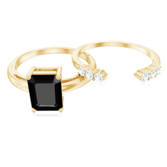 Created Black Diamond Solitaire Wedding Ring Set with Diamond