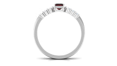 Certified Natural Garnet Diamond Emerald Cut Wedding Bridal Ring Set