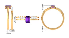 Natural Amethyst and Diamond Stackable Ring Set