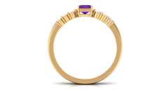 Natural Amethyst and Diamond Stackable Ring Set