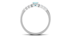 Aquamarine and Diamond Solitaire Stackable Ring Set