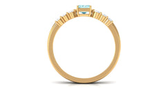 Aquamarine and Diamond Solitaire Stackable Ring Set