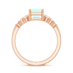 6x8mm Emerald Cut Ethiopian Opal Solitaire Ring Set with Diamond Enhancer