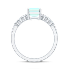 6x8mm Emerald Cut Ethiopian Opal Solitaire Ring Set with Diamond Enhancer