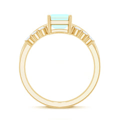 6x8mm Emerald Cut Ethiopian Opal Solitaire Ring Set with Diamond Enhancer