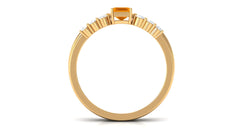Real Fire Opal Solitaire Ring set with Diamond