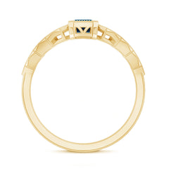 4X6mm Emerald Cut London Blue Topaz Engagement Ring with Beaded Details