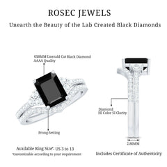 Created Black Diamond and Diamond Engagement Ring Set