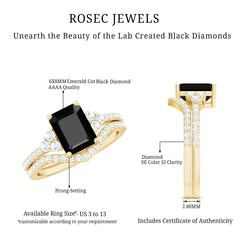 Created Black Diamond and Diamond Engagement Ring Set