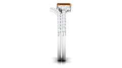 Real Citrine Emerald Cut Engagement Ring with Wedding Band