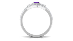 Real Amethyst Stackable Ring Set with Diamond Stones