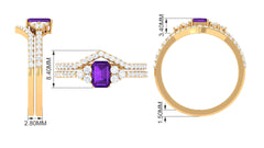 Real Amethyst Stackable Ring Set with Diamond Stones